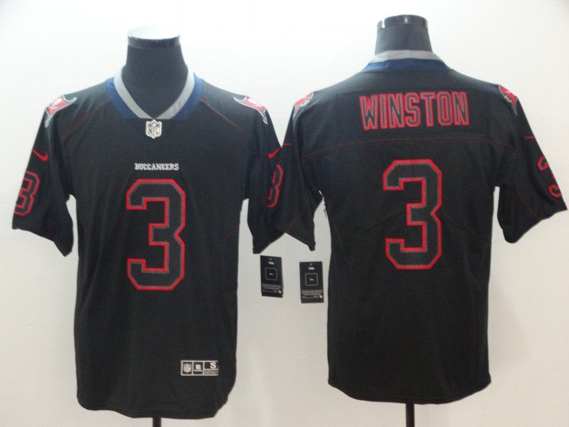 Men Tampa Bay Buccaneers 3 Winston Nike Lights Out Black Color Rush Limited NFL Jersey